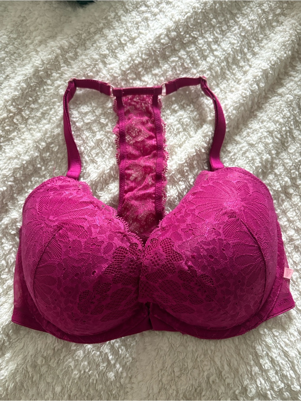 Lace Racerback Push-Up Bra - Fuchsia